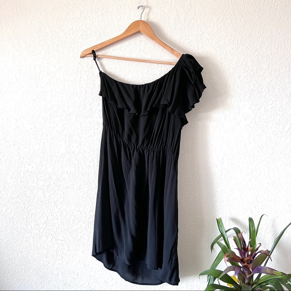 Xhilaration Ruffled One Shoulder Black Dress Size XL Y2K